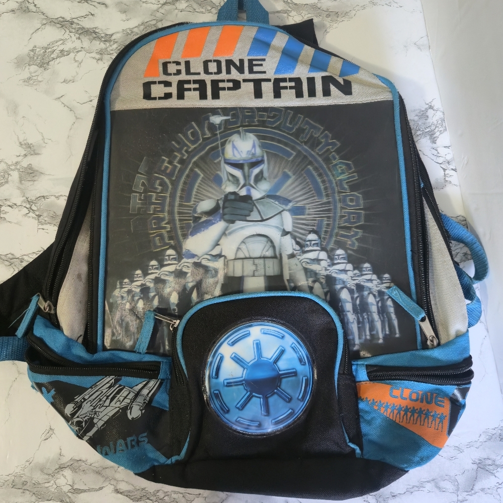 rare Vintage Star Clone Wars Clone Captain Holographic Bookbag Backpack